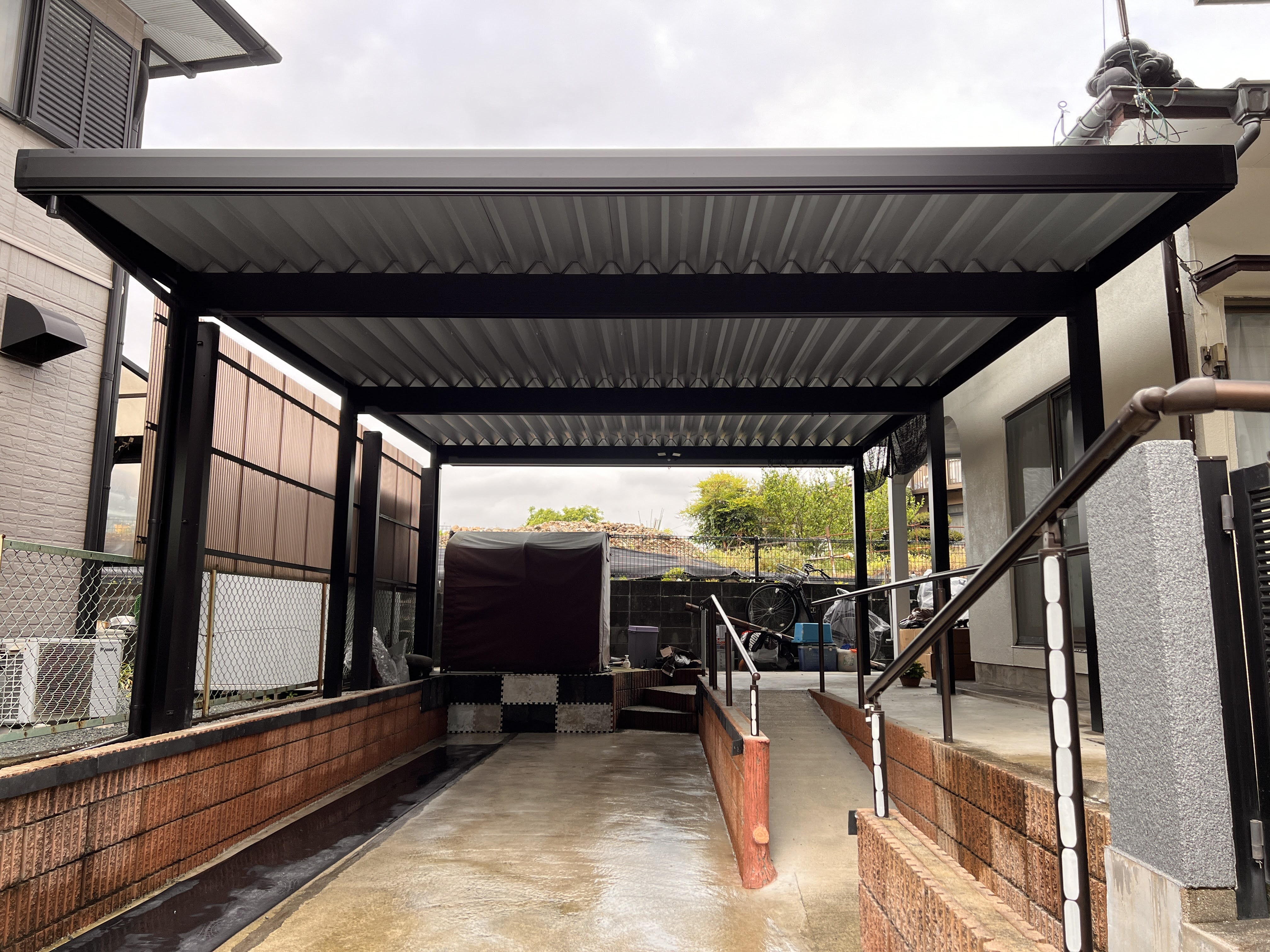 熊本市 折板カーポート 2台用奥行延長 施工事例